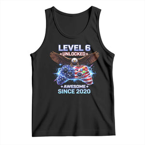 Funny 6th Birthday Tank Top Level 6 Unlocked Awesome Since 2020 USA Gamer TS11 Black Print Your Wear