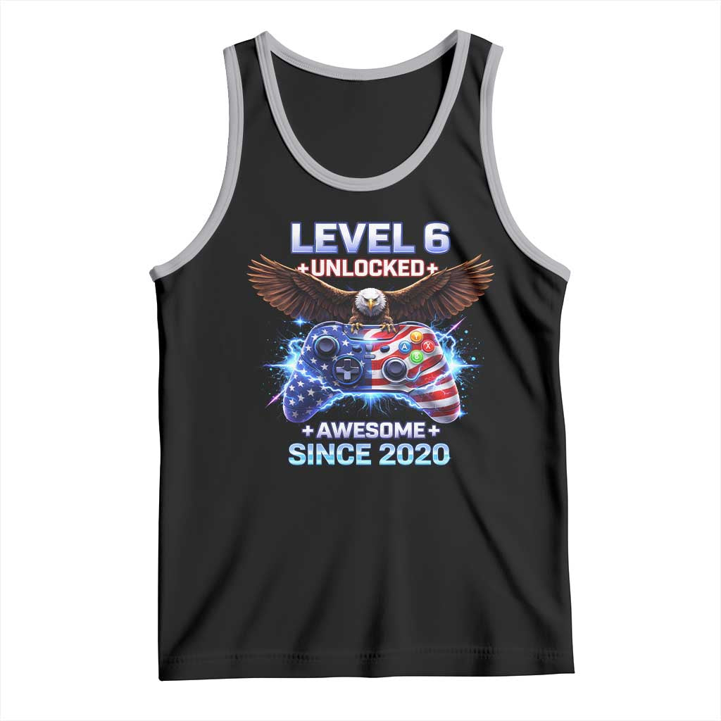 Funny 6th Birthday Tank Top Level 6 Unlocked Awesome Since 2020 USA Gamer TS11 Black Athletic Heather Print Your Wear