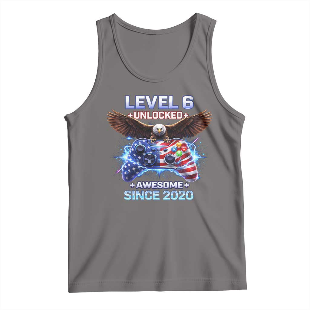 Funny 6th Birthday Tank Top Level 6 Unlocked Awesome Since 2020 USA Gamer TS11 Deep Heather Print Your Wear