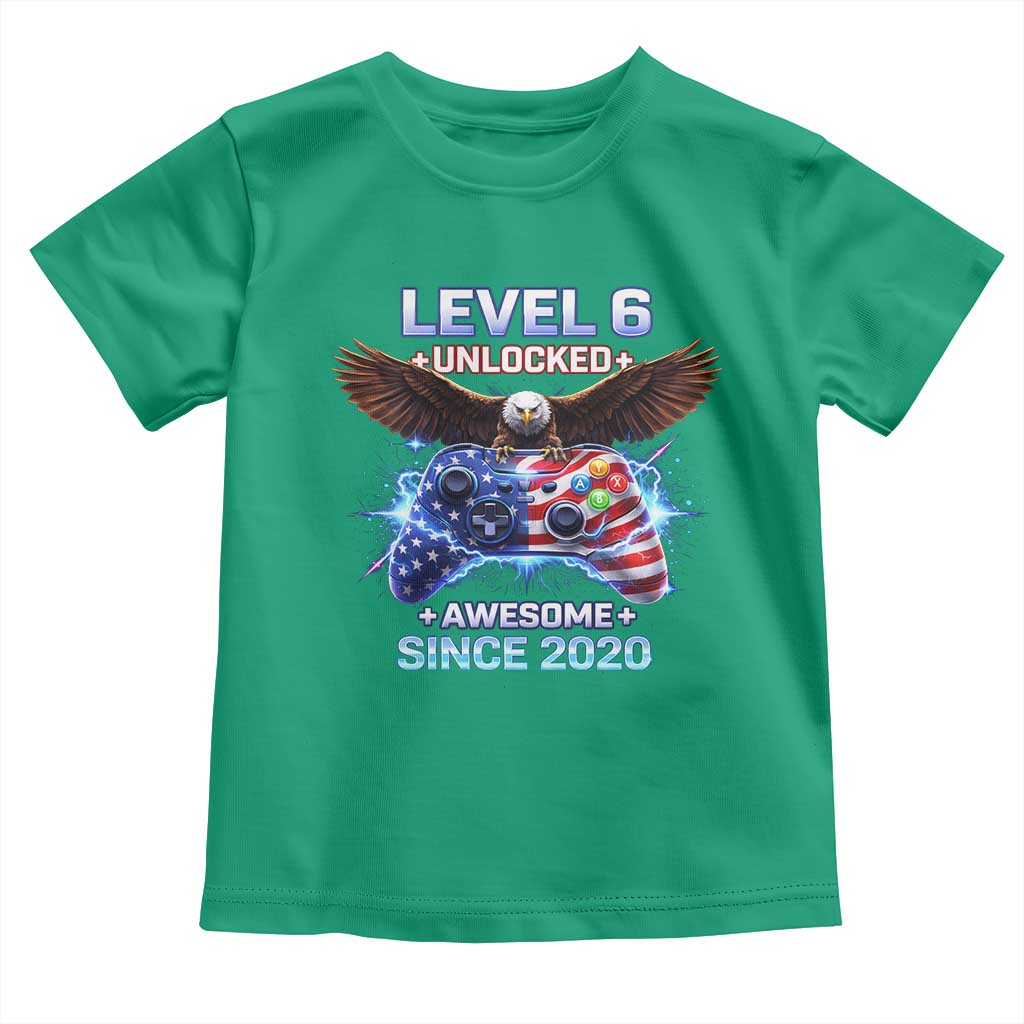 Funny 6th Birthday Toddler T Shirt Level 6 Unlocked Awesome Since 2020 USA Gamer TS11 Irish Green Print Your Wear