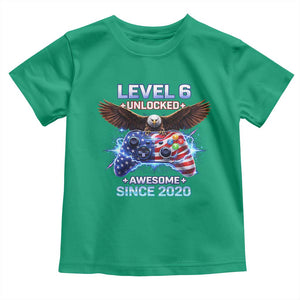 Funny 6th Birthday Toddler T Shirt Level 6 Unlocked Awesome Since 2020 USA Gamer TS11 Irish Green Print Your Wear