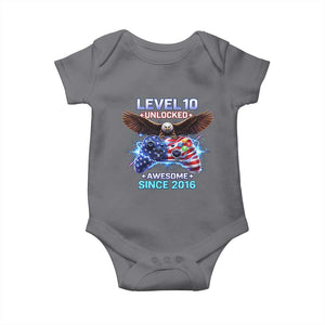 Funny 10th Birthday Baby Onesie Level 10 Unlocked Awesome Since 2016 USA Gamer TS11 Charcoal Print Your Wear