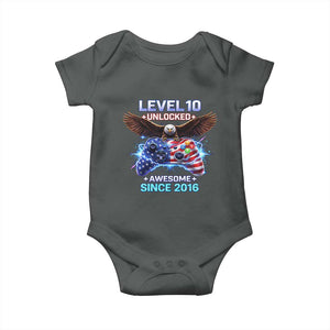 Funny 10th Birthday Baby Onesie Level 10 Unlocked Awesome Since 2016 USA Gamer TS11 Dark Heather Print Your Wear
