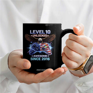 Funny 10th Birthday Coffee Mug Level 10 Unlocked Awesome Since 2016 USA Gamer TS11 Print Your Wear