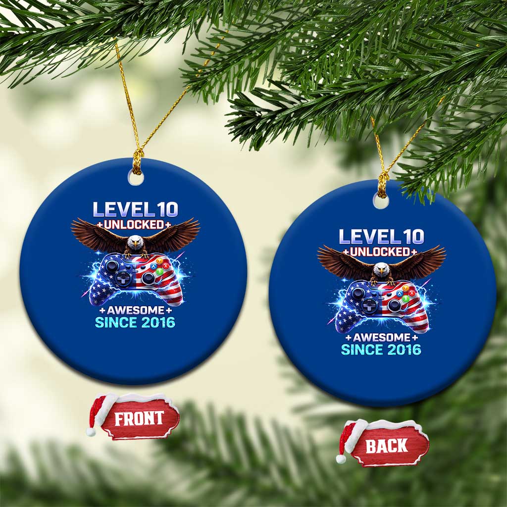 Funny 10th Birthday Ceramic Ornament Level 10 Unlocked Awesome Since 2016 USA Gamer TS11 1pc Blue Print Your Wear