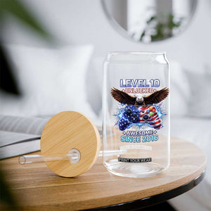 Funny 10th Birthday Glass Can Level 10 Unlocked Awesome Since 2016 USA Gamer TS11 Print Your Wear