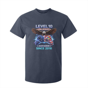Funny 10th Birthday T Shirt For Kid Level 10 Unlocked Awesome Since 2016 USA Gamer TS11 Navy Print Your Wear