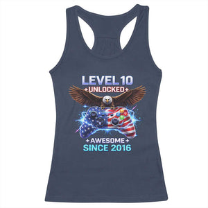 Funny 10th Birthday Racerback Tank Top Level 10 Unlocked Awesome Since 2016 USA Gamer TS11 Navy Print Your Wear