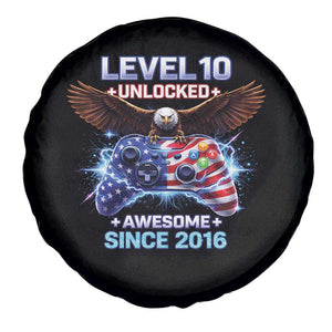 Funny 10th Birthday Spare Tire Cover Level 10 Unlocked Awesome Since 2016 USA Gamer TS11 Print Your Wear