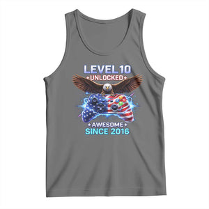 Funny 10th Birthday Tank Top Level 10 Unlocked Awesome Since 2016 USA Gamer TS11 Black Heather Print Your Wear