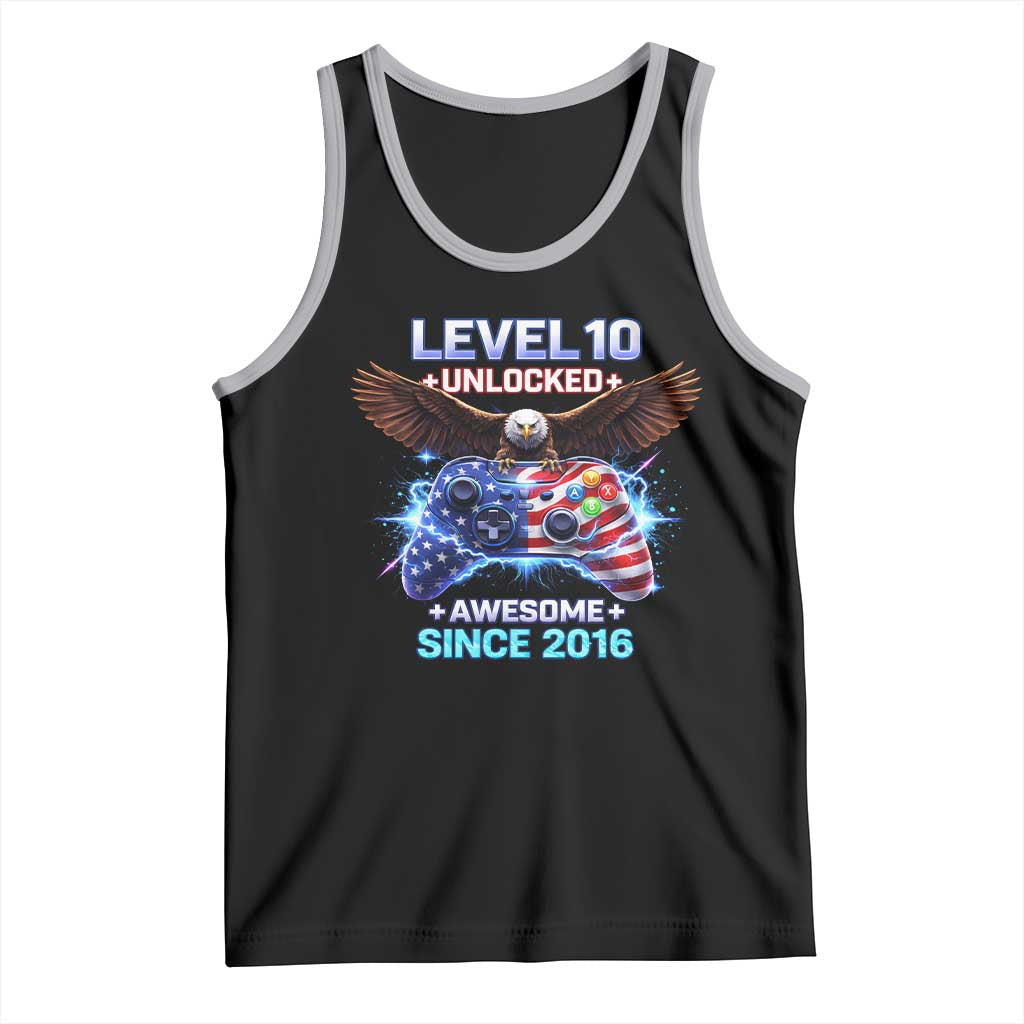Funny 10th Birthday Tank Top Level 10 Unlocked Awesome Since 2016 USA Gamer TS11 Black Athletic Heather Print Your Wear
