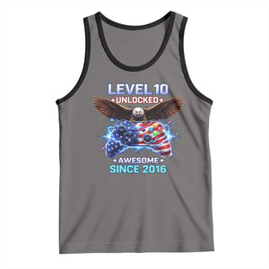 Funny 10th Birthday Tank Top Level 10 Unlocked Awesome Since 2016 USA Gamer TS11 Deep Heather Black Print Your Wear