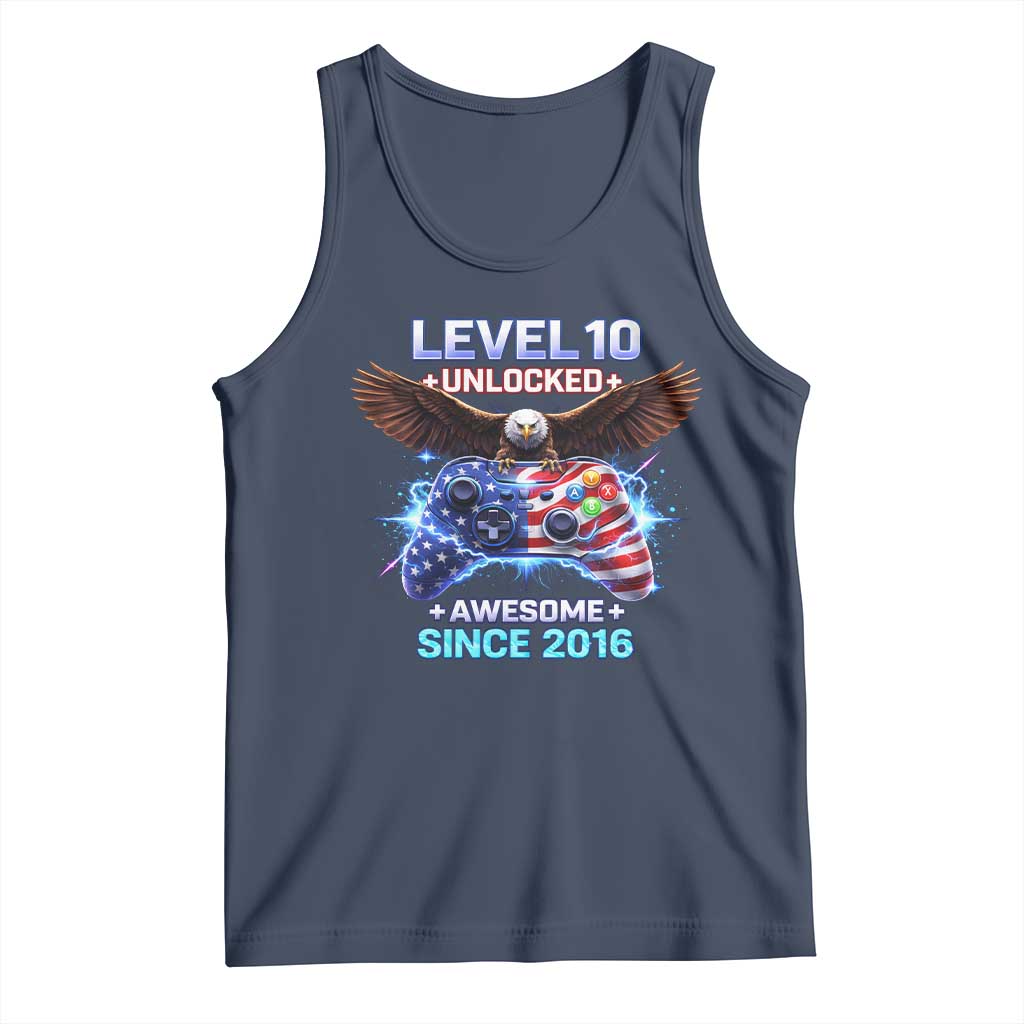 Funny 10th Birthday Tank Top Level 10 Unlocked Awesome Since 2016 USA Gamer TS11 Navy Print Your Wear