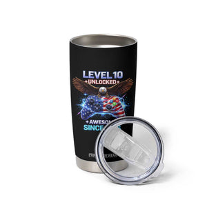 Funny 10th Birthday Tumbler Cup Level 10 Unlocked Awesome Since 2016 USA Gamer TS11 Print Your Wear