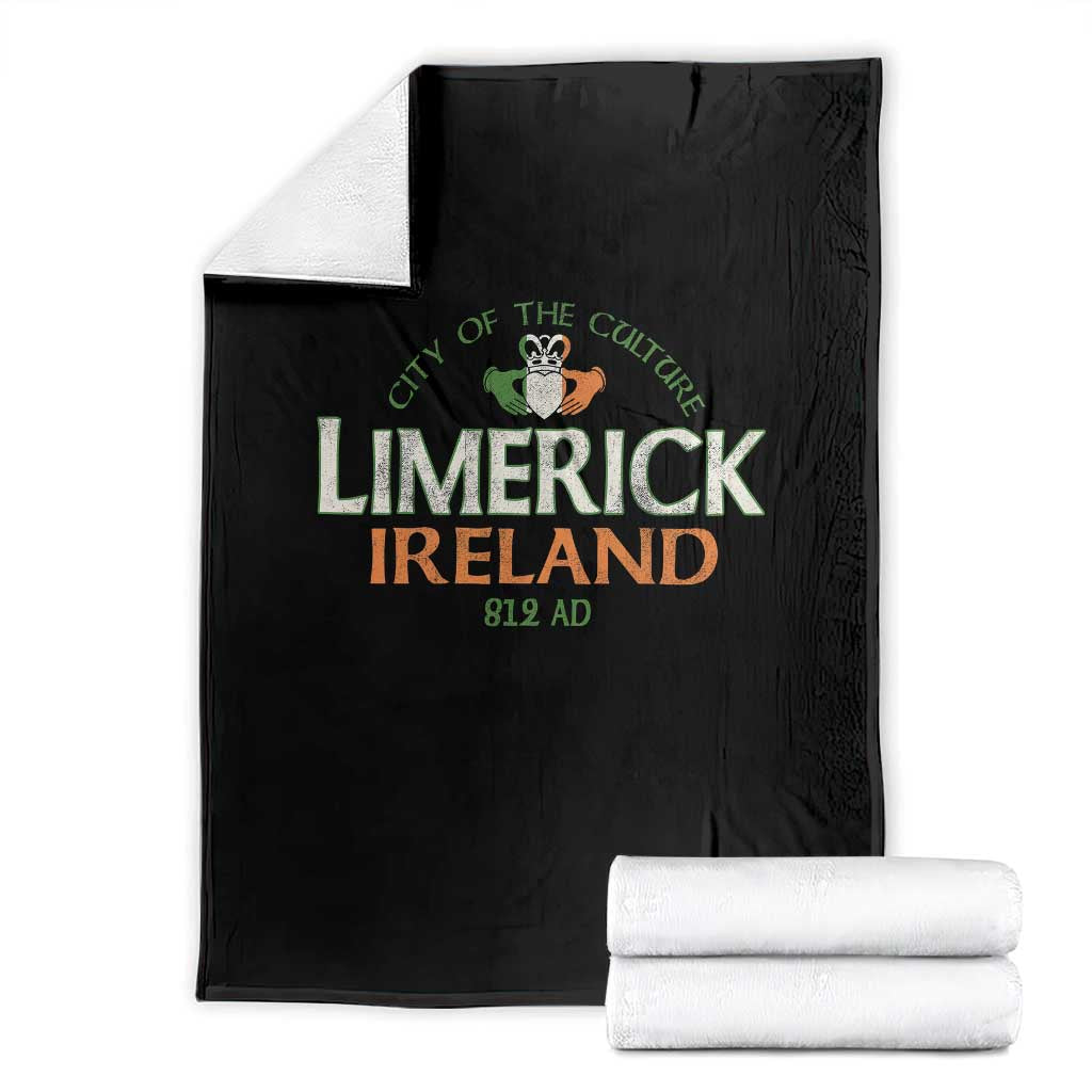 Limerick Ireland Throw Blanket City Of The Culture Est 812 AD TS11 Black Print Your Wear