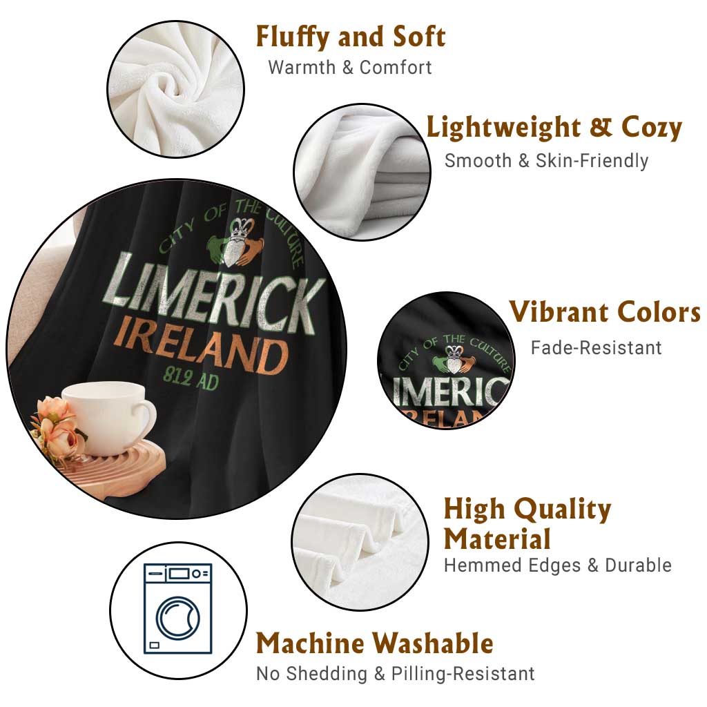 Limerick Ireland Throw Blanket City Of The Culture Est 812 AD TS11 Print Your Wear