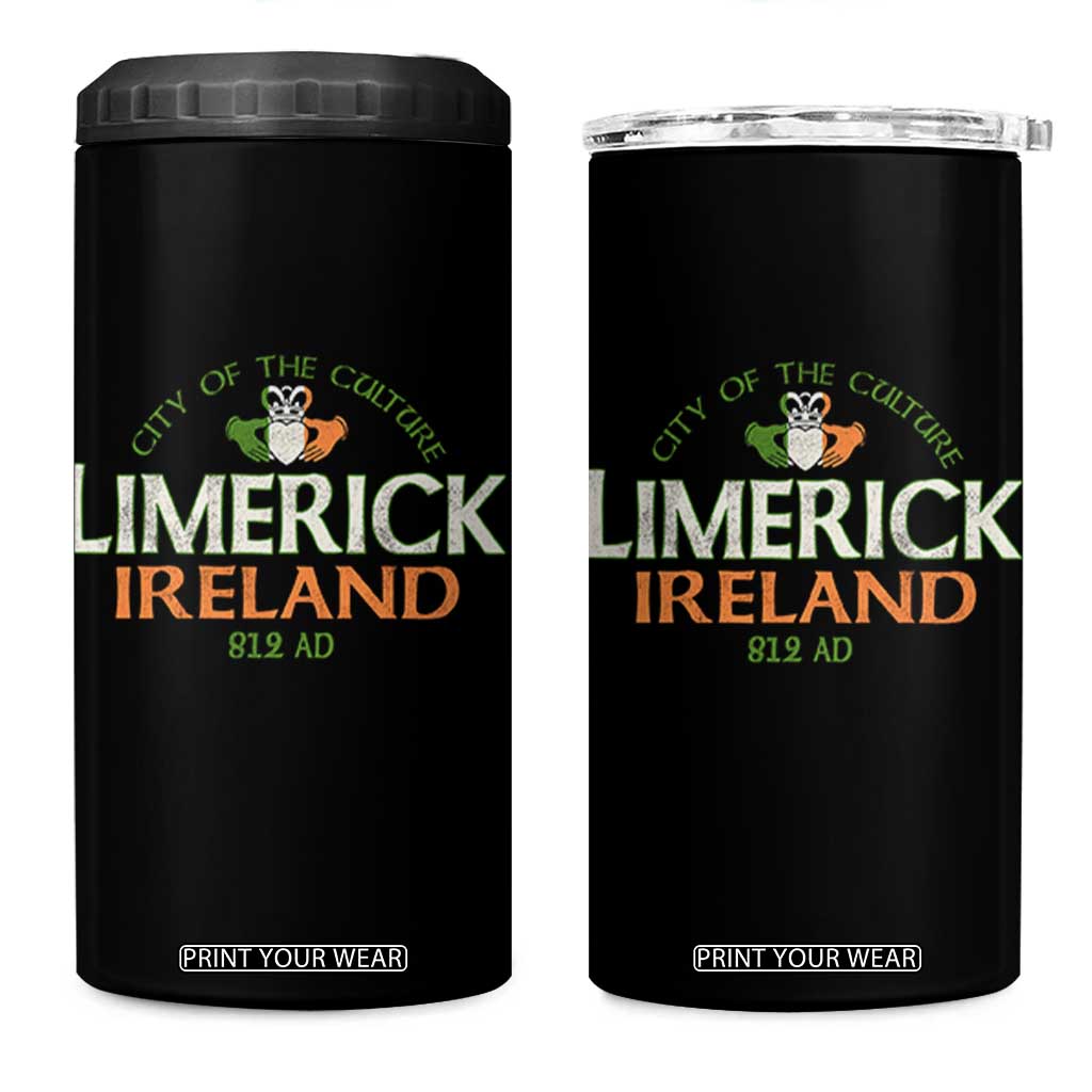 Limerick Ireland 4 in 1 Can Cooler Tumbler City Of The Culture Est 812 AD TS11 One Size: 16 oz Black Print Your Wear