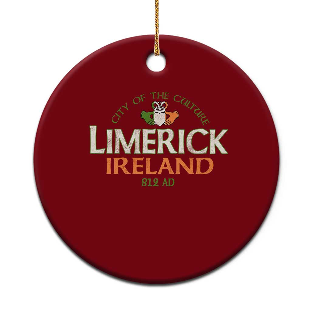 Limerick Ireland Ceramic Ornament City Of The Culture Est 812 AD TS11 1pc Red Print Your Wear