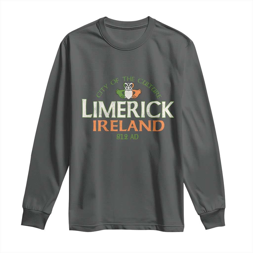 Limerick Ireland Long Sleeve Shirt City Of The Culture Est 812 AD TS11 Dark Heather Print Your Wear