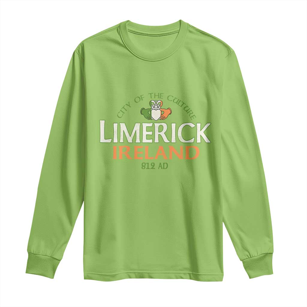 Limerick Ireland Long Sleeve Shirt City Of The Culture Est 812 AD TS11 Lime Print Your Wear