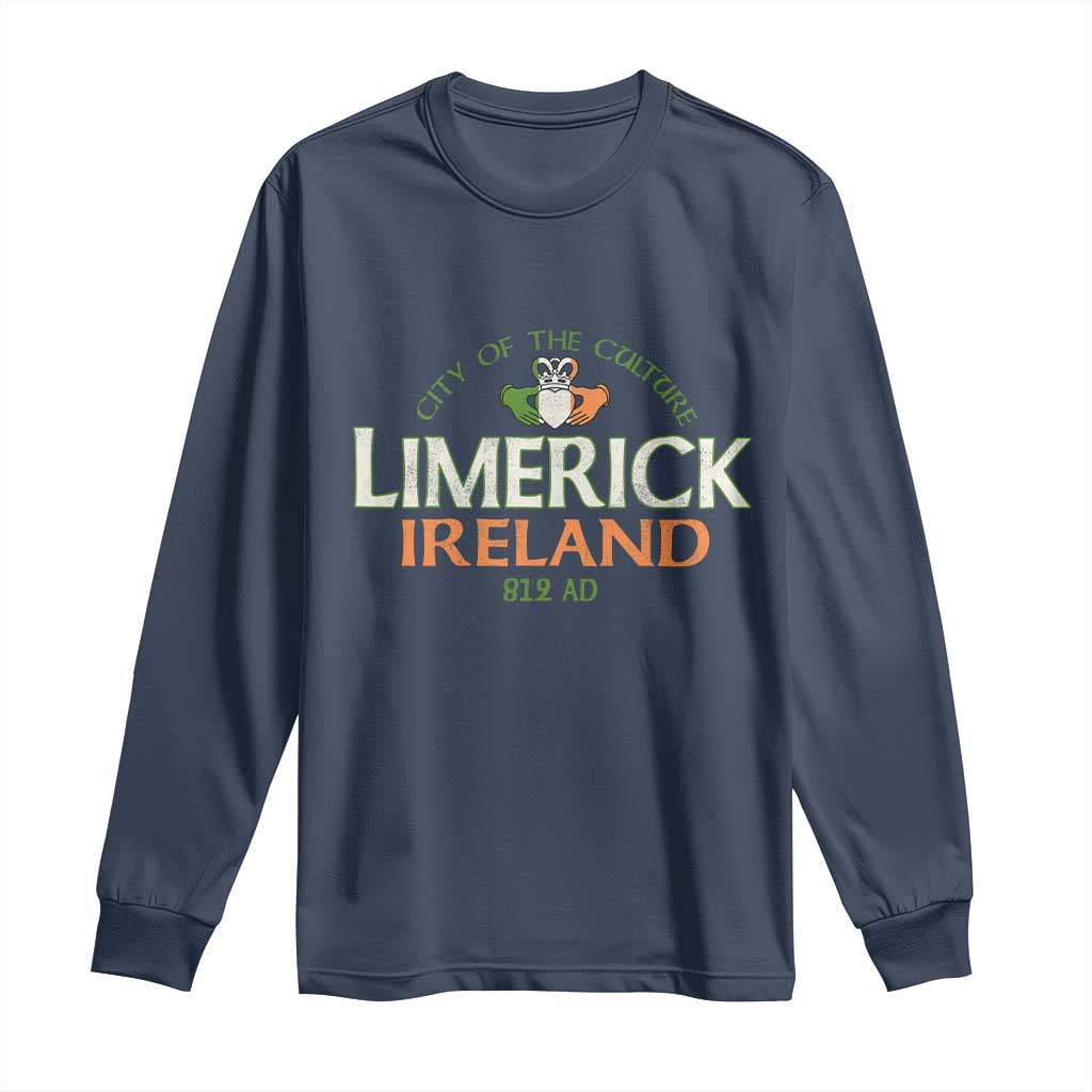 Limerick Ireland Long Sleeve Shirt City Of The Culture Est 812 AD TS11 Navy Print Your Wear