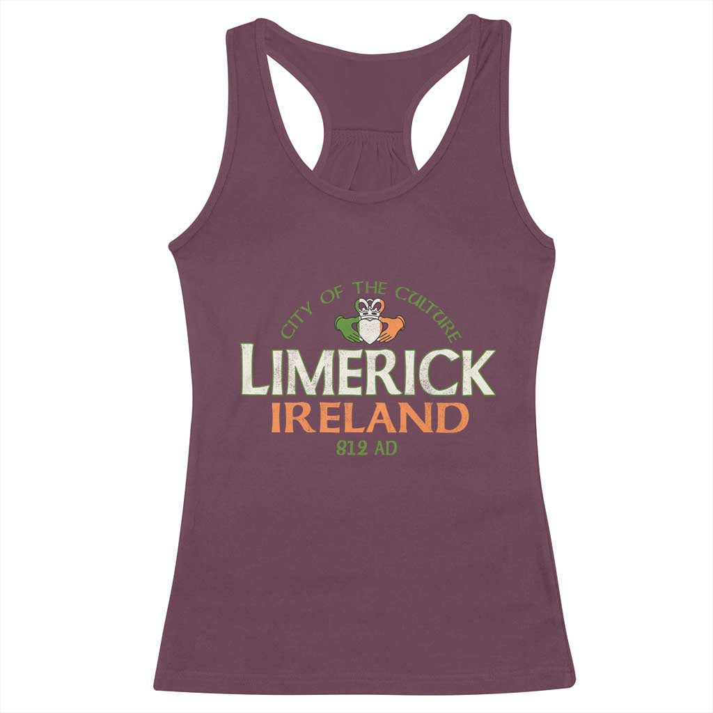 Limerick Ireland Racerback Tank Top City Of The Culture Est 812 AD TS11 Maroon Print Your Wear