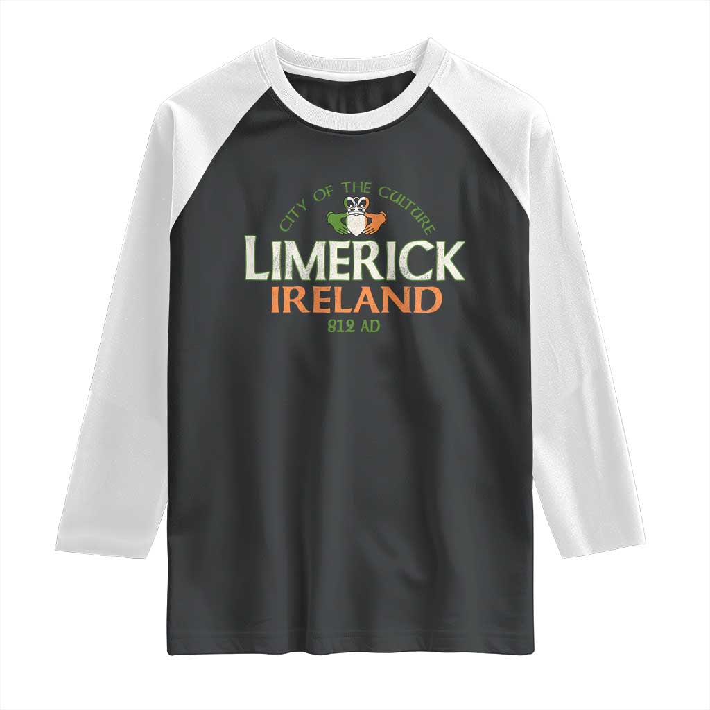 Limerick Ireland Raglan Shirt City Of The Culture Est 812 AD TS11 Black White Print Your Wear