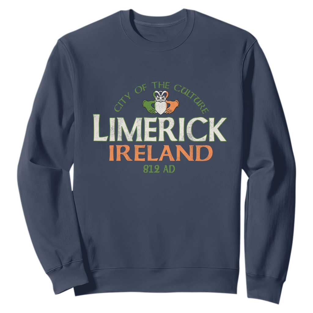 Limerick Ireland Sweatshirt City Of The Culture Est 812 AD TS11 Navy Print Your Wear
