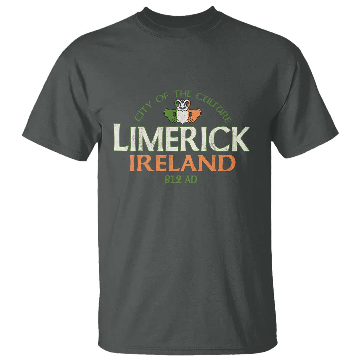 Limerick Ireland T Shirt City Of The Culture Est 812 AD TS11 Dark Heather Print Your Wear