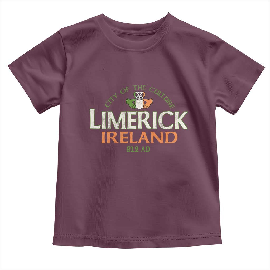 Limerick Ireland Toddler T Shirt City Of The Culture Est 812 AD TS11 Maroon Print Your Wear