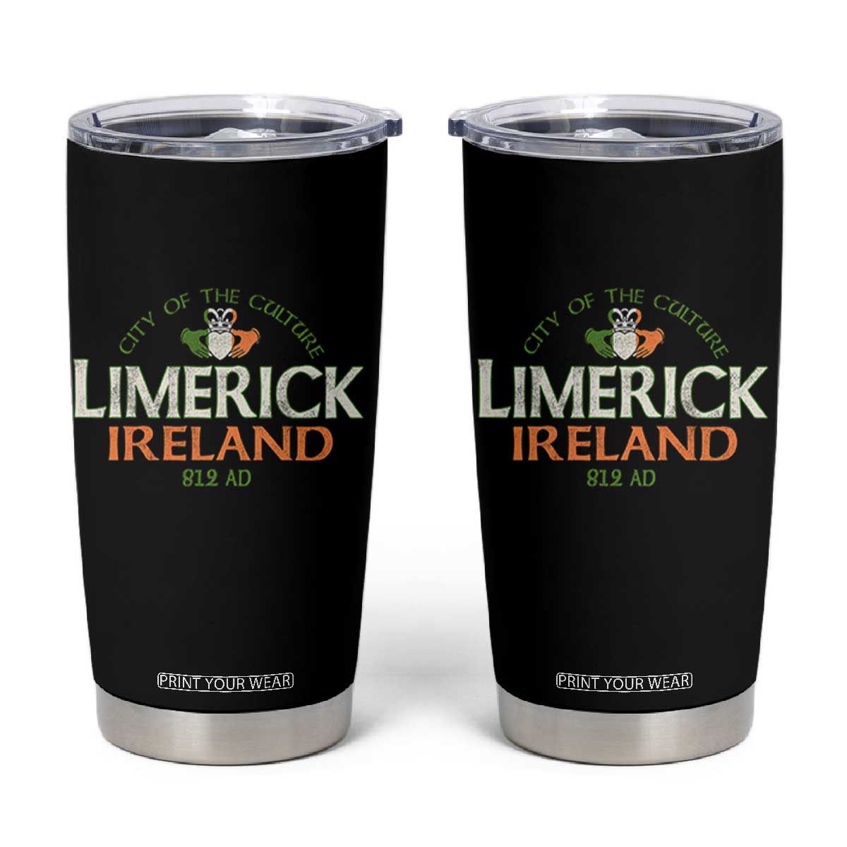 Limerick Ireland Tumbler Cup City Of The Culture Est 812 AD TS11 Black Print Your Wear