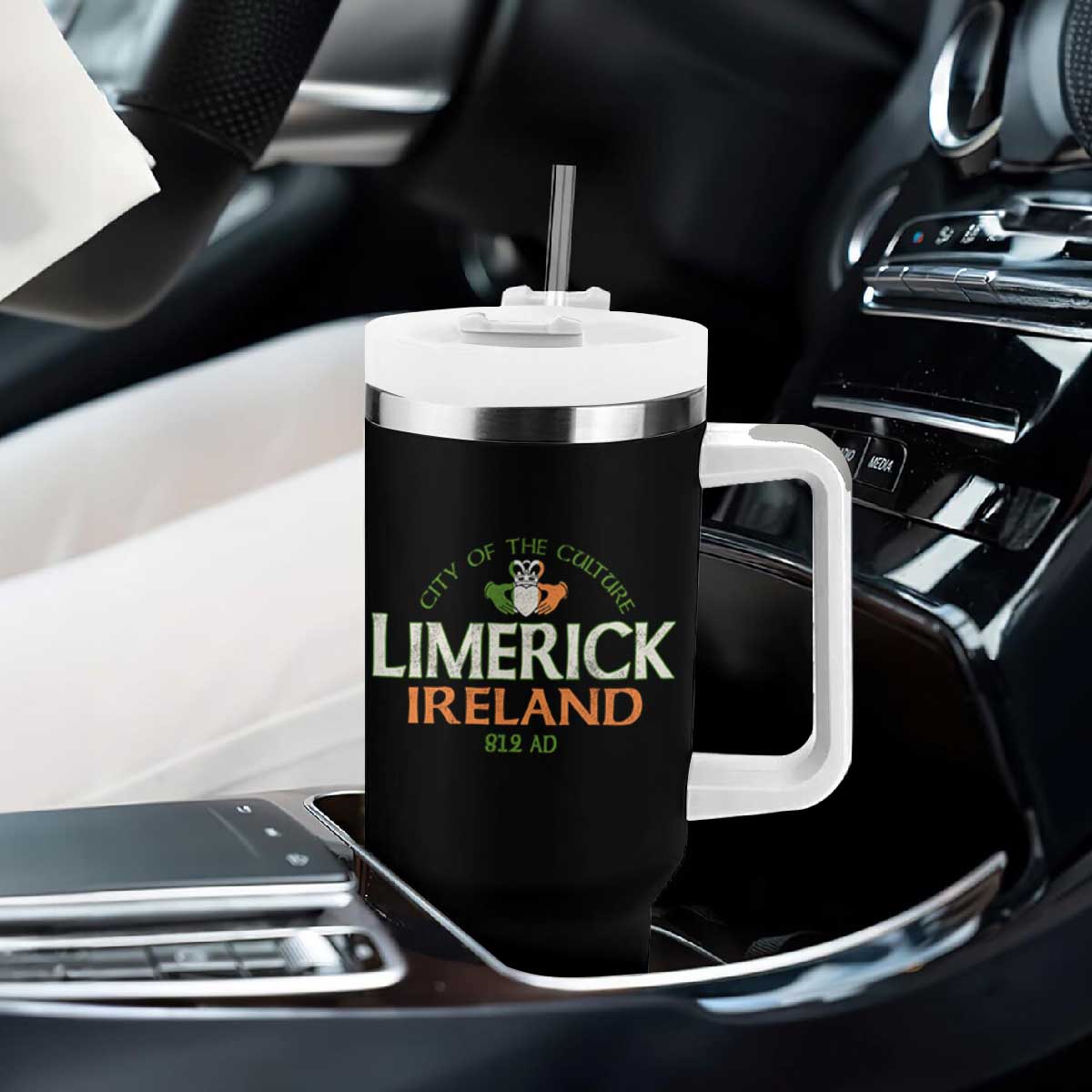 Limerick Ireland Tumbler With Handle City Of The Culture Est 812 AD TS11 Print Your Wear