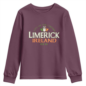 Limerick Ireland Youth Sweatshirt City Of The Culture Est 812 AD TS11 Maroon Print Your Wear