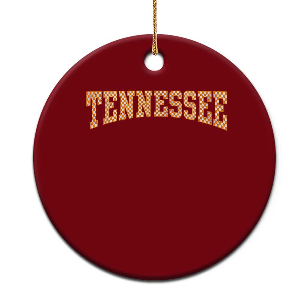 Tennessee Fan Ceramic Ornament Orange Retro Checkered Varsity TN State TS11 1pc Red Print Your Wear