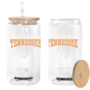 Tennessee Fan Glass Can Orange Retro Checkered Varsity TN State TS11 Print Your Wear