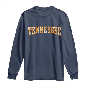 Tennessee Fan Long Sleeve Shirt Orange Retro Checkered Varsity TN State TS11 Navy Print Your Wear