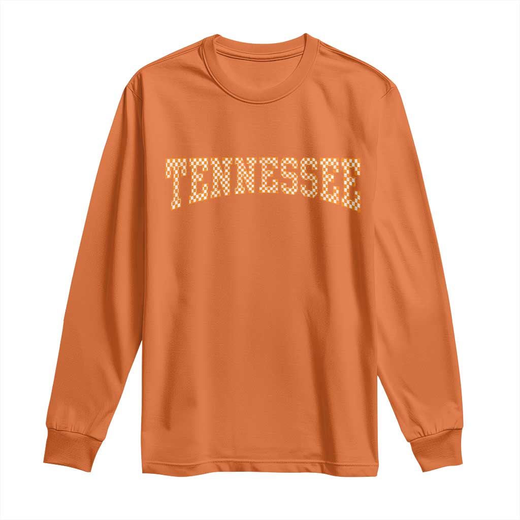 Tennessee Fan Long Sleeve Shirt Orange Retro Checkered Varsity TN State TS11 Orange Print Your Wear