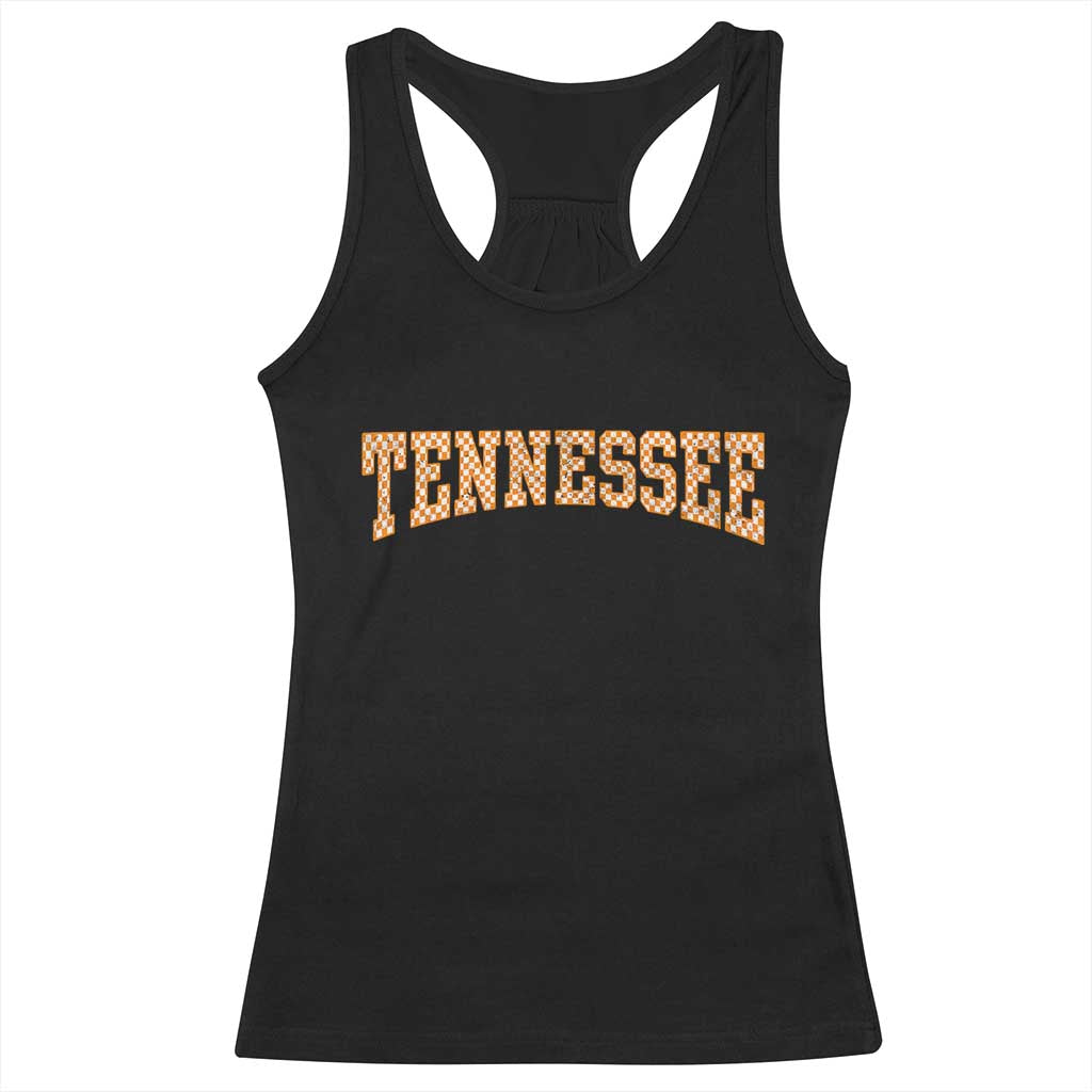Tennessee Fan Racerback Tank Top Orange Retro Checkered Varsity TN State TS11 Black Print Your Wear