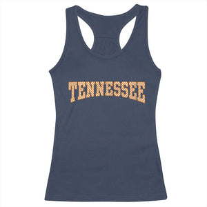 Tennessee Fan Racerback Tank Top Orange Retro Checkered Varsity TN State TS11 Navy Print Your Wear