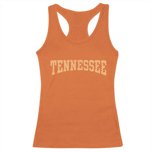 Tennessee Fan Racerback Tank Top Orange Retro Checkered Varsity TN State TS11 Orange Print Your Wear