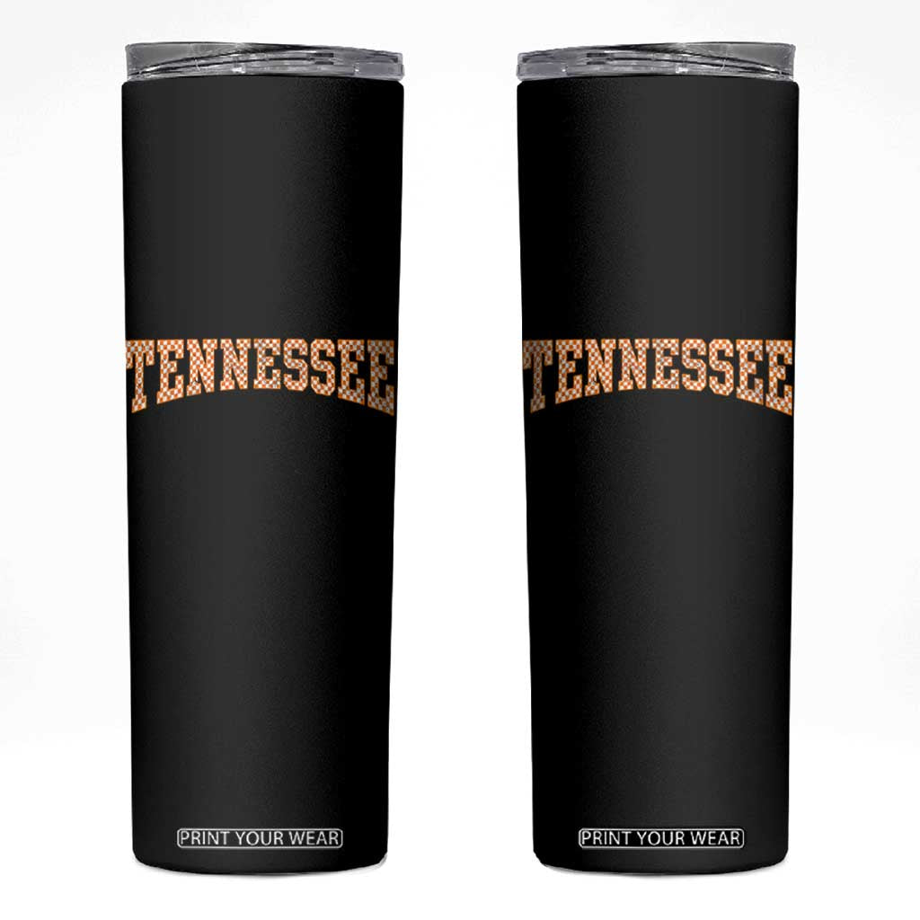 Tennessee Fan Skinny Tumbler Orange Retro Checkered Varsity TN State TS11 Black Print Your Wear