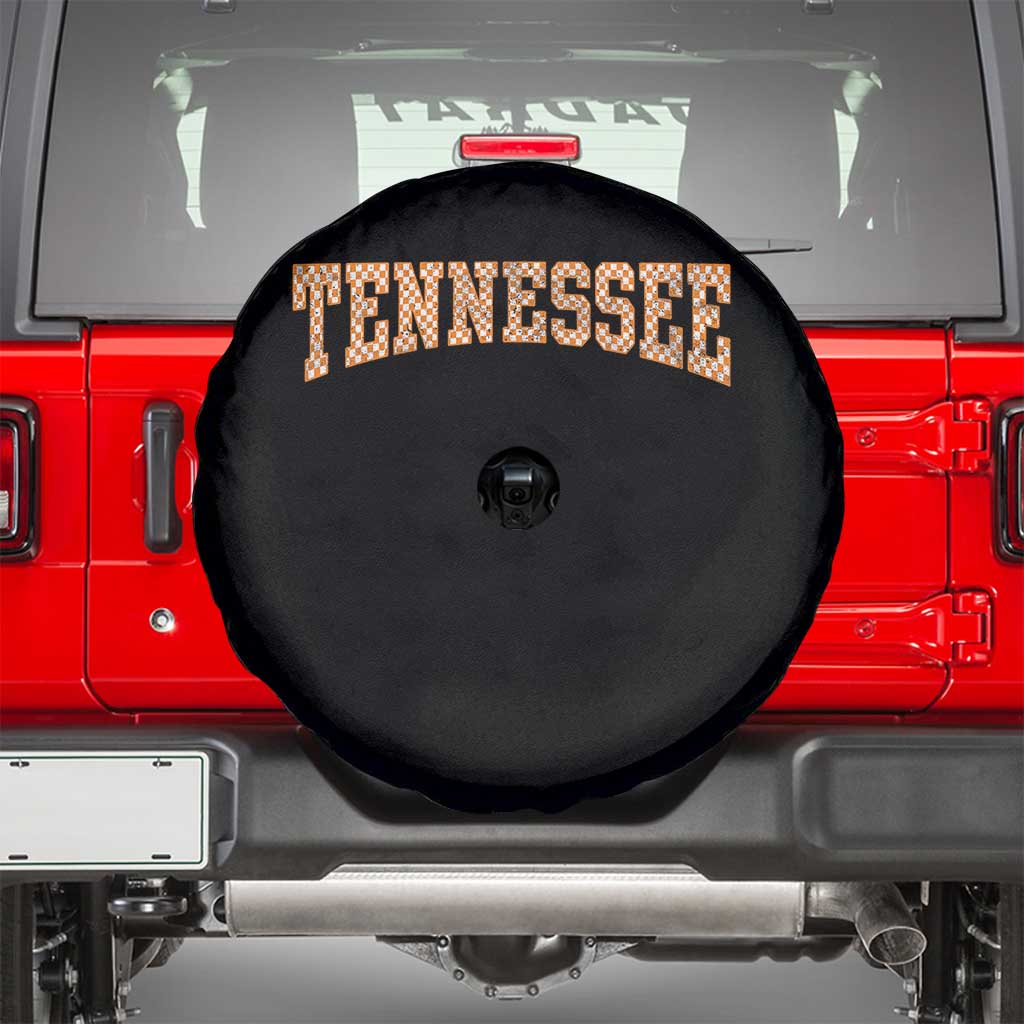 Tennessee Fan Spare Tire Cover Orange Retro Checkered Varsity TN State TS11 Black Print Your Wear