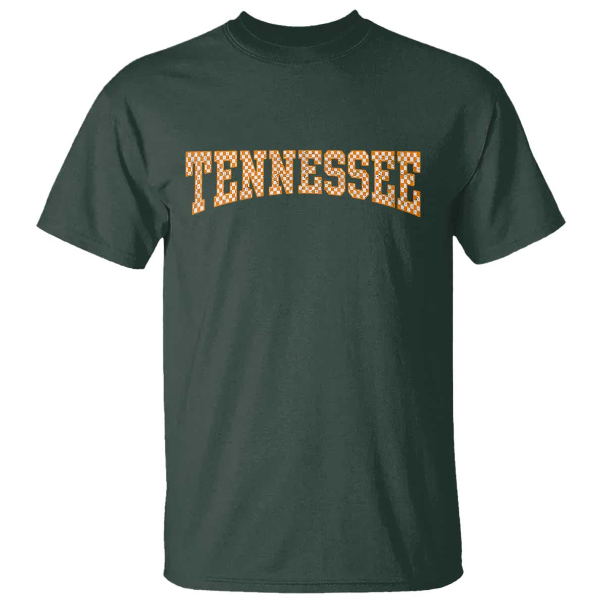 Tennessee Fan T Shirt Orange Retro Checkered Varsity TN State TS11 Dark Forest Green Print Your Wear