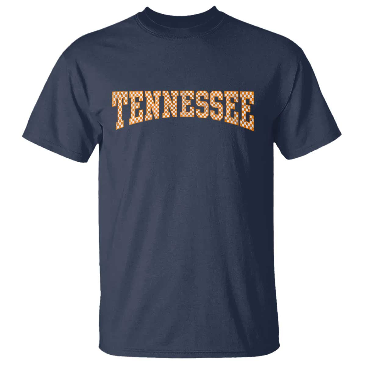 Tennessee Fan T Shirt Orange Retro Checkered Varsity TN State TS11 Navy Print Your Wear