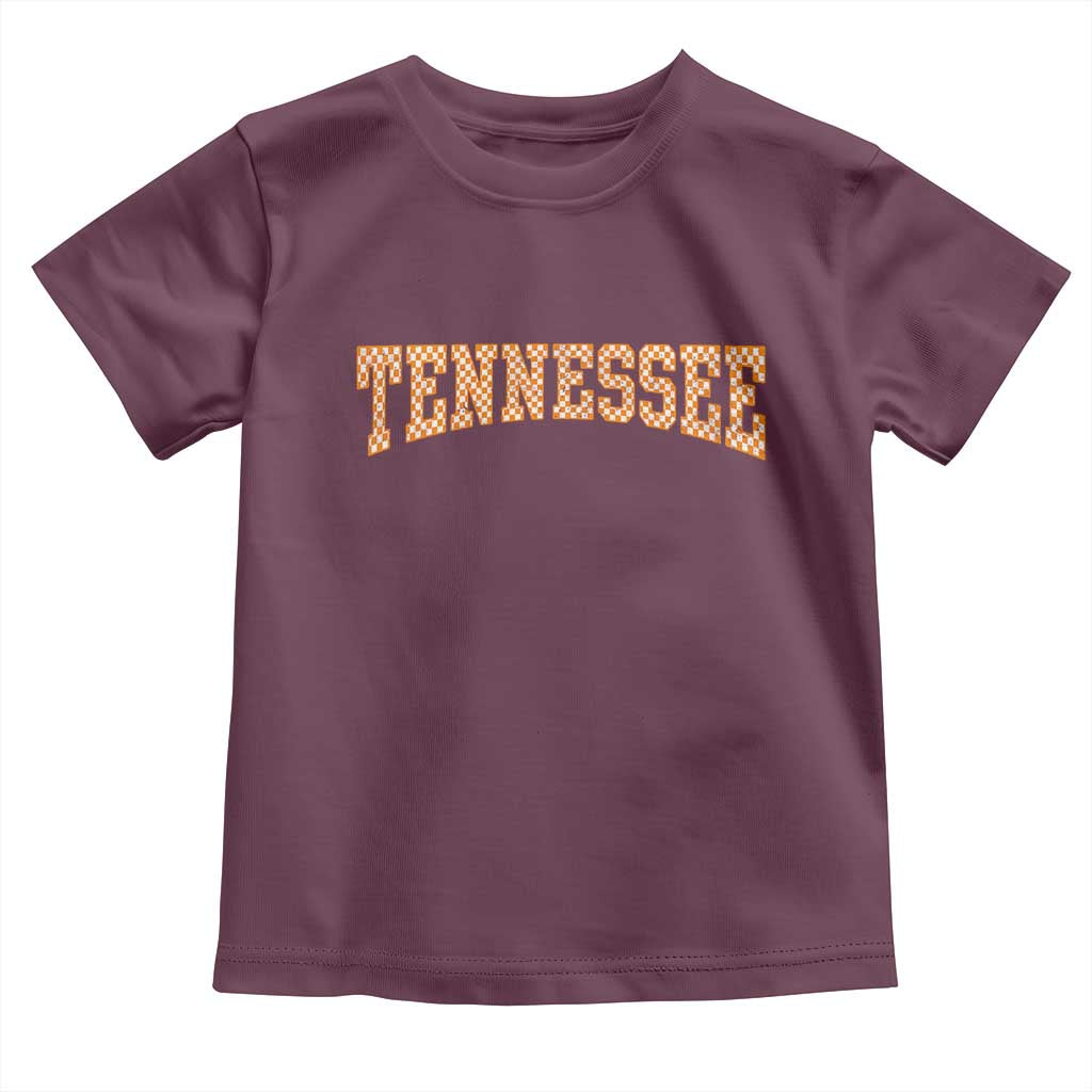 Tennessee Fan Toddler T Shirt Orange Retro Checkered Varsity TN State TS11 Maroon Print Your Wear