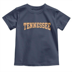 Tennessee Fan Toddler T Shirt Orange Retro Checkered Varsity TN State TS11 Navy Print Your Wear
