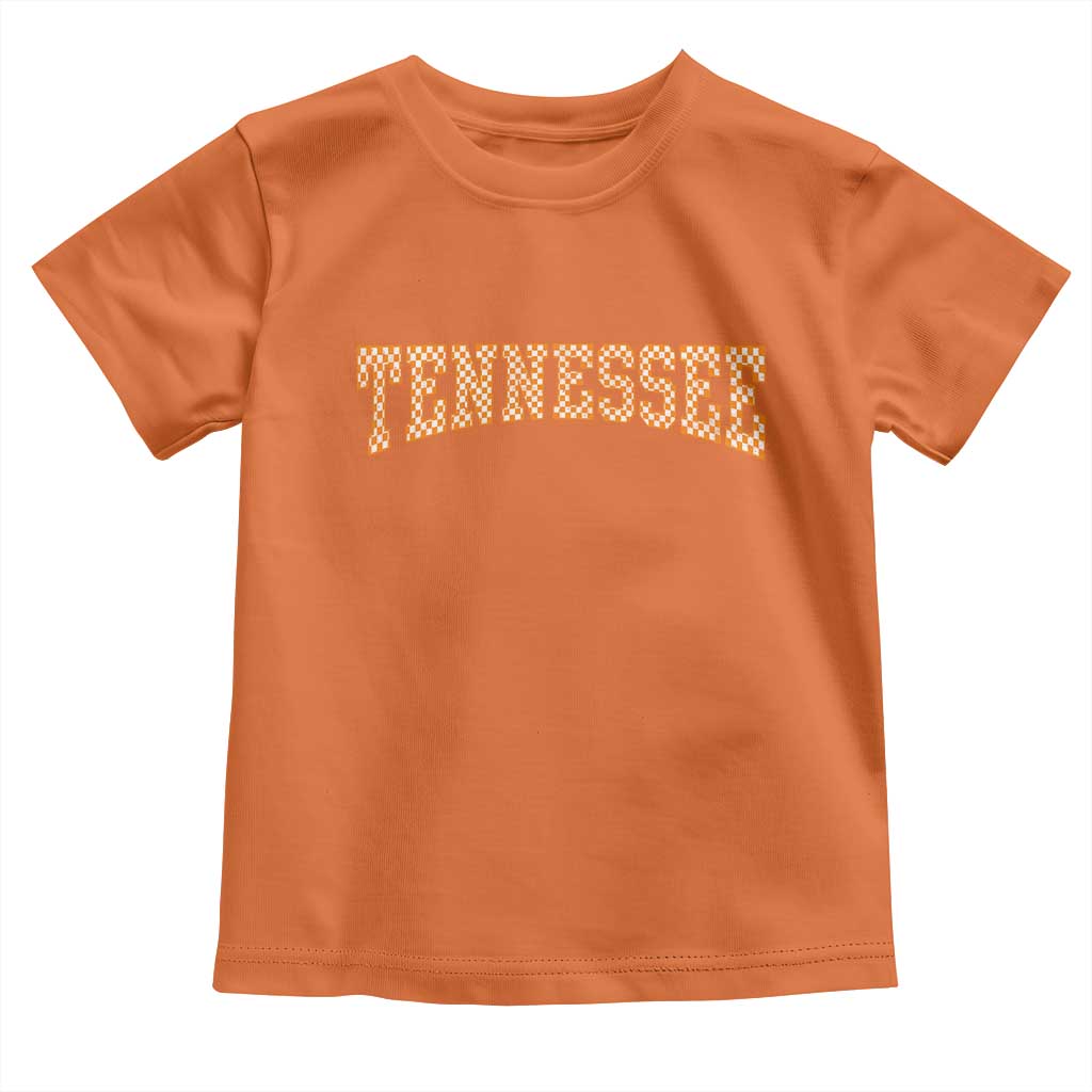 Tennessee Fan Toddler T Shirt Orange Retro Checkered Varsity TN State TS11 Orange Print Your Wear