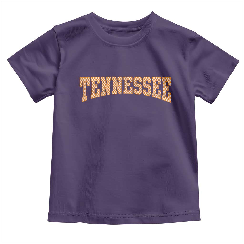 Tennessee Fan Toddler T Shirt Orange Retro Checkered Varsity TN State TS11 Purple Print Your Wear