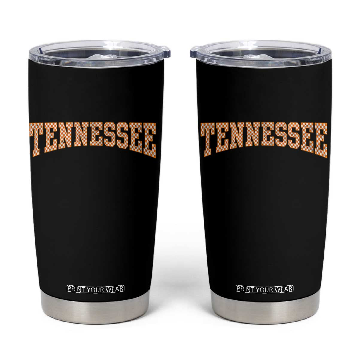 Tennessee Fan Tumbler Cup Orange Retro Checkered Varsity TN State TS11 Black Print Your Wear