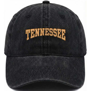 Tennessee Fan Washed Cotton Baseball Cap Orange Retro Checkered Varsity TN State TS11 Print Your Wear